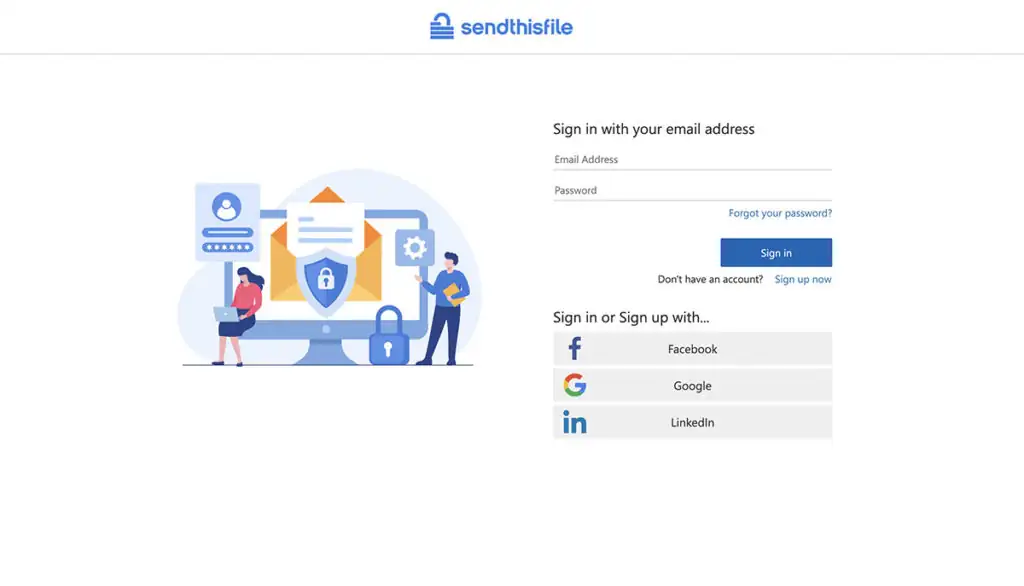 SendThisFile sign-in screen